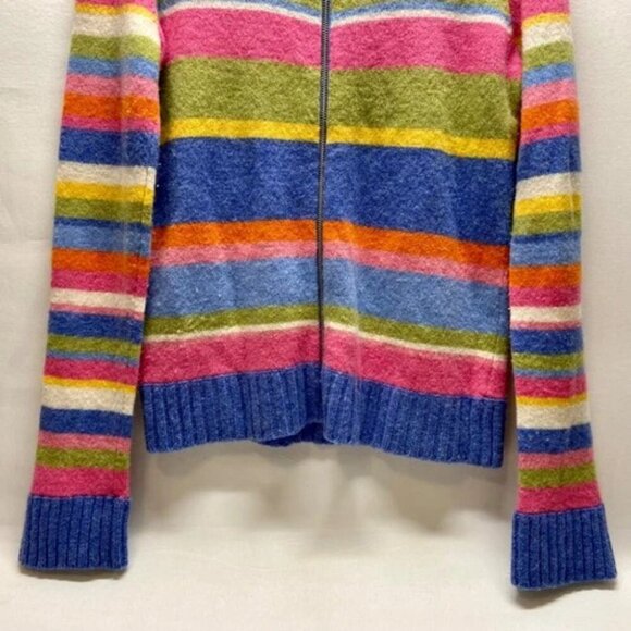 Jones New York Sport Full Zip Cardigan Women's Small Colorful Stripes Wool EUC - Picture 3 of 11